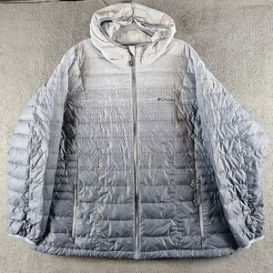 Columbia Womens 3X Grey Ombre Duck Down Jacket Omni-Heat Speckled Puffer Light